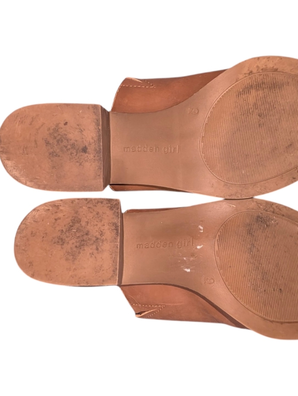 Madden Girl Brown Mule Heels Pointed Toe Block Heel Slip On Size 9 - Picture 5 of 7